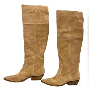 Tan Suede Knee-High Boots